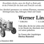 Traueranzeige Werner Linsa