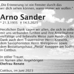 Danksagung Arno Sander