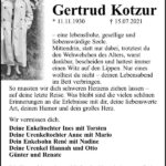 Traueranzeige Gertrud Kotzur