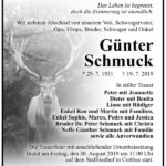 Traueranzeige Günter Schmuck