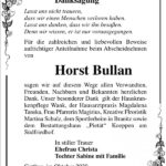 Danksagung Horst Bullan