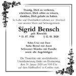 Traueranzeige Sigrid Bensch, geb. Kneschk