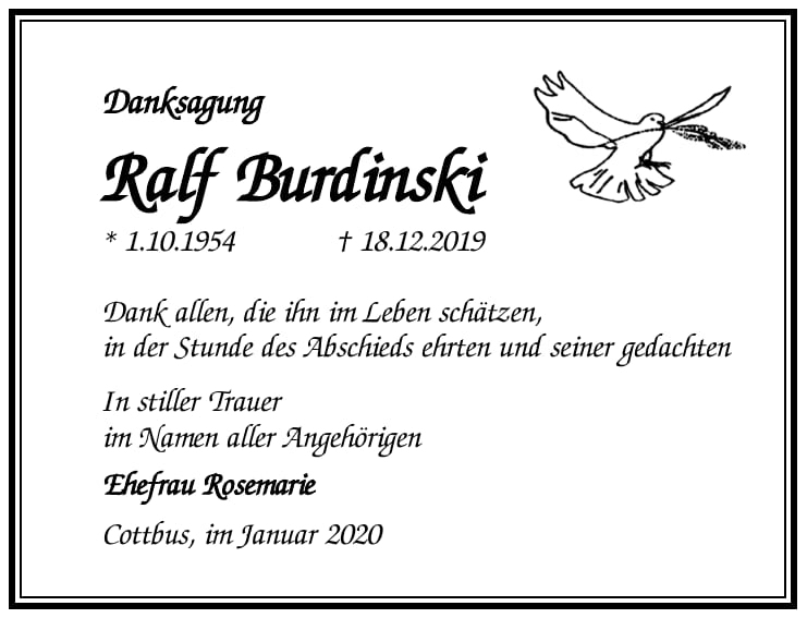 Danksagung Ralf Burdinski