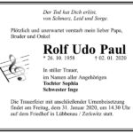 Traueranzeige Rolf Udo Paul