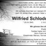 Traueranzeige Wilfried Schlodder