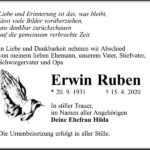 Traueranzeige Erwin Ruben