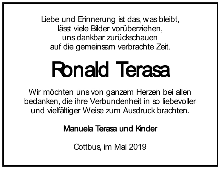 Danksagung Ronald Terasa