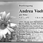 Danksagung Andrea Voeltz, geb. Weber