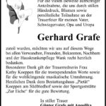Danksagung Gerhard Grafe