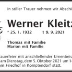 Traueranzeige Werner Kleitz