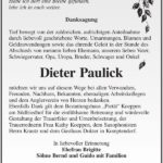 Danksagung Dieter Paulick