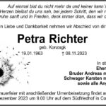 Traueranzeige Petra Richter, geb. Konzagk