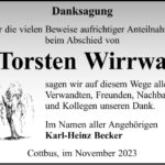 Danksagung Torsten Wirrwa