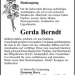 Danksagung Gerda Berndt