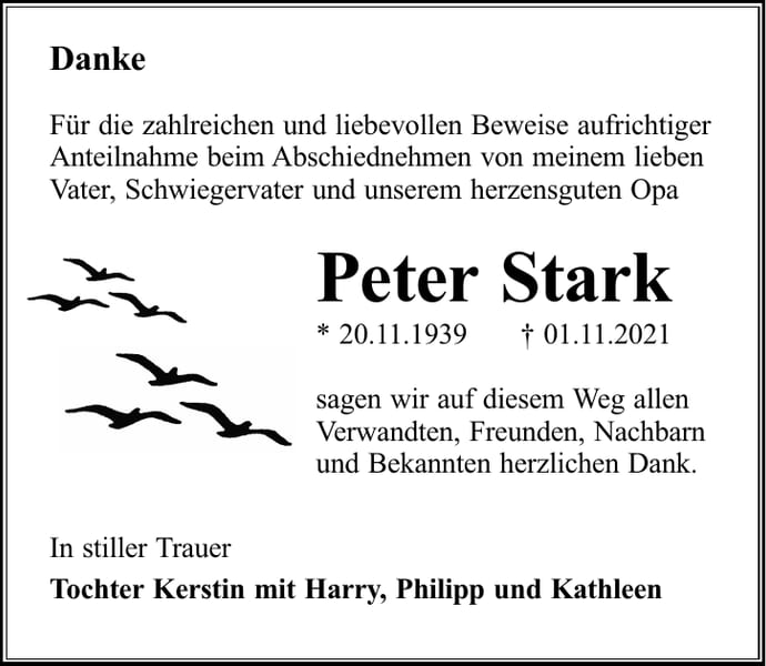 Danksagung Peter Stark