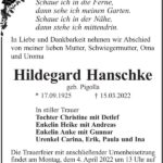 Traueranzeige Hildegard Hanschke, geb. Pigolla