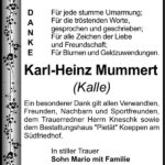 Danksagung Karl-Heinz Mummert