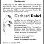Danksagung Gerhard Robel