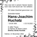 Traueranzeige Hans-Joachim Huchatz
