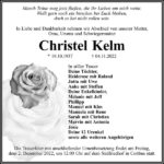 Traueranzeige Christel Kelm