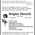Traueranzeige Brigitte Dietrich, geb. Wank