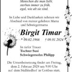 Traueranzeige Birgit Timar