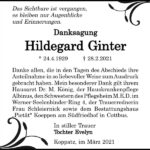 Danksagung Hildegard Ginter