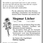 Danksagung Siegmar Löcher