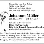 Traueranzeige Johannes Müller