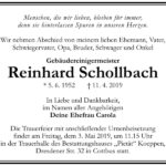 Traueranzeige Reinhard Schollbach