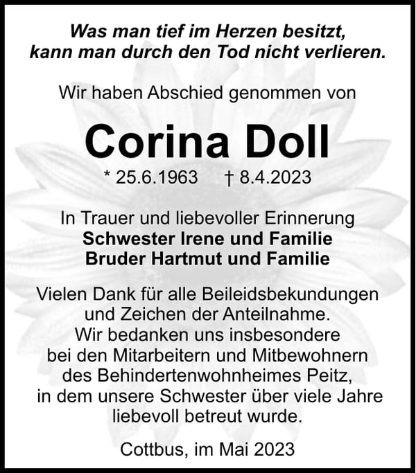 Danksagung Corina Doll