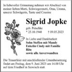 Traueranzeige Sigrid Jopke, geb. Petschke