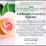 Danksagung Edeltraud (Traudchen) Schröter