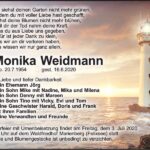 Traueranzeige Monika Weidmann