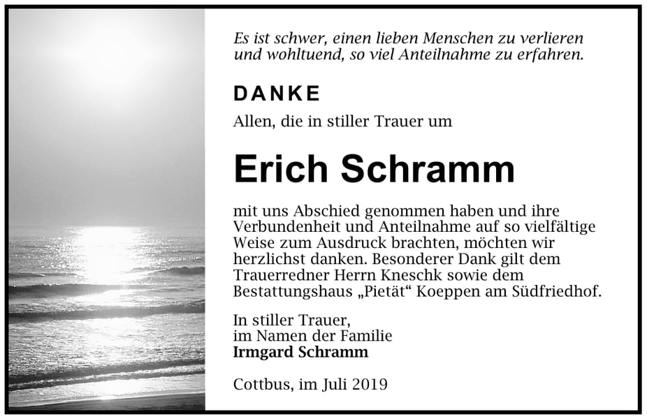 Traueranzeige Erich Schramm
