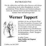 Danksagung Werner Tappert