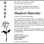 Danksagung Manfred Matschke