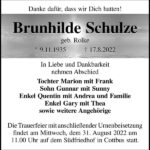 Traueranzeige Brunhilde Schulze, geb. Rolke