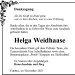 Danksagung Helga Weidhaase
