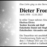 Traueranzeige Dieter Frommelt