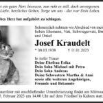 Traueranzeige Josef Kraudelt