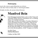 Danksagung Manfred Bein