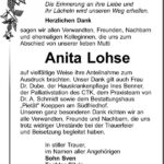 Danksagung Anita Lohse