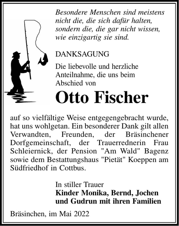 Danksagung Otto Fischer