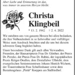 Danksagung Christa Klingbeil