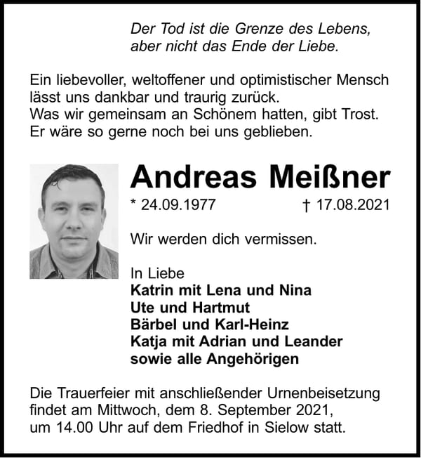 Traueranzeige Andreas Meißner