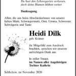 Danksagung Heidi Dilk, geb. Krämer