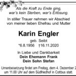 Traueranzeige Karin Engler, geb. Seibt