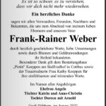 Danksagung Frank-Rainer Weber