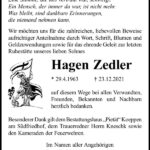 Danksagung Hagen Zedler
